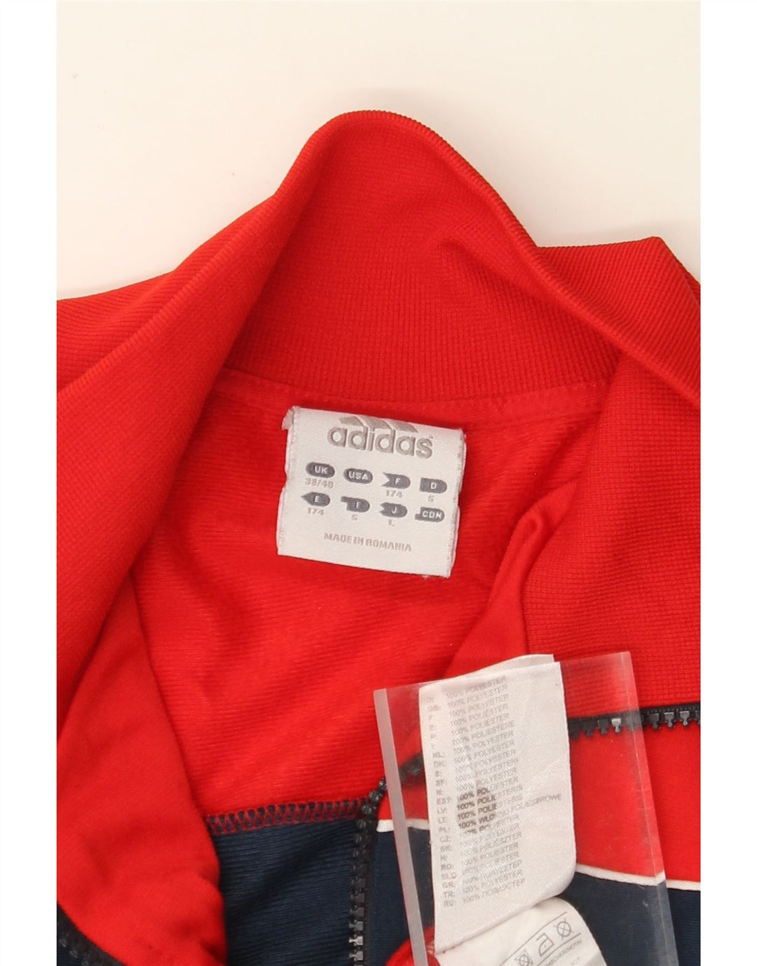 ADIDAS Mens Tracksuit Top Jacket UK 38/40 Medium Red Colourblock Polyester