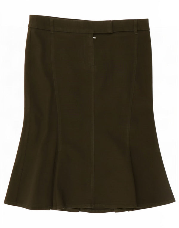 Trussardi Womens Trumpet Skirt IT 42 Medium W30 Khaki Cotton