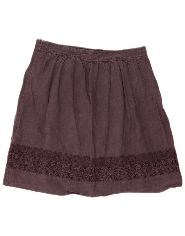 Jigsaw Womens A-Line Skirt UK 10 Small W30  Purple Linen
