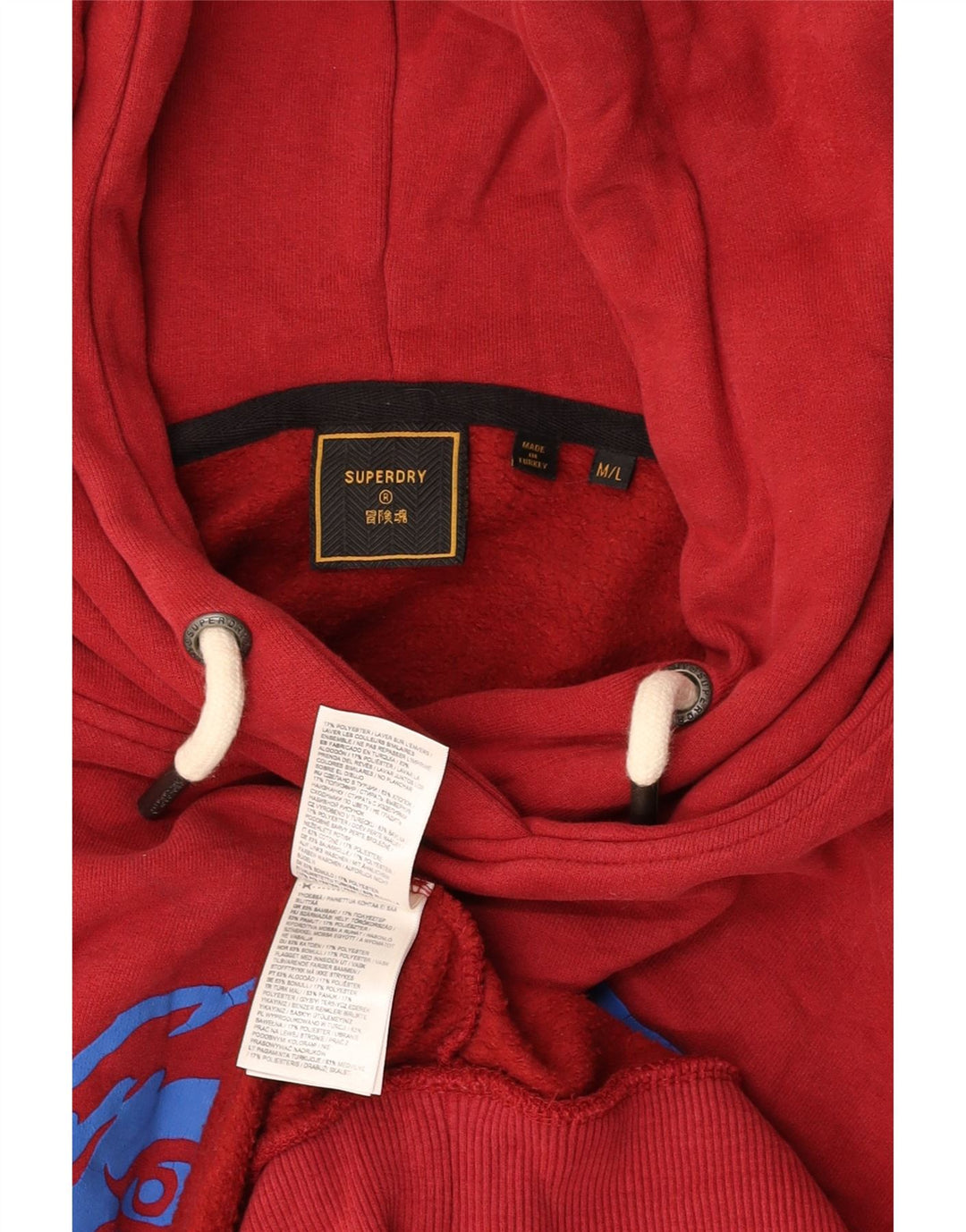 SUPERDRY Mens Graphic Hoodie Jumper Medium Burgundy Cotton