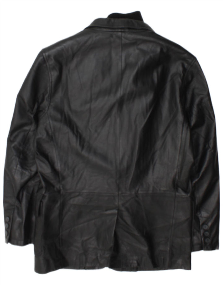 Conbipel Mens Leather Jacket IT 48 Medium Black Leather