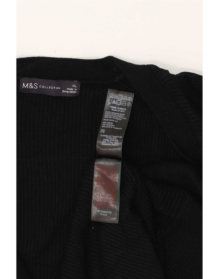 Marks & Spencer Womens Open Cardigan Sweater UK 18 XL Black Viscose