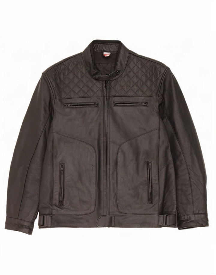 Texpeed Mens Leather Jacket UK 40 Large Black