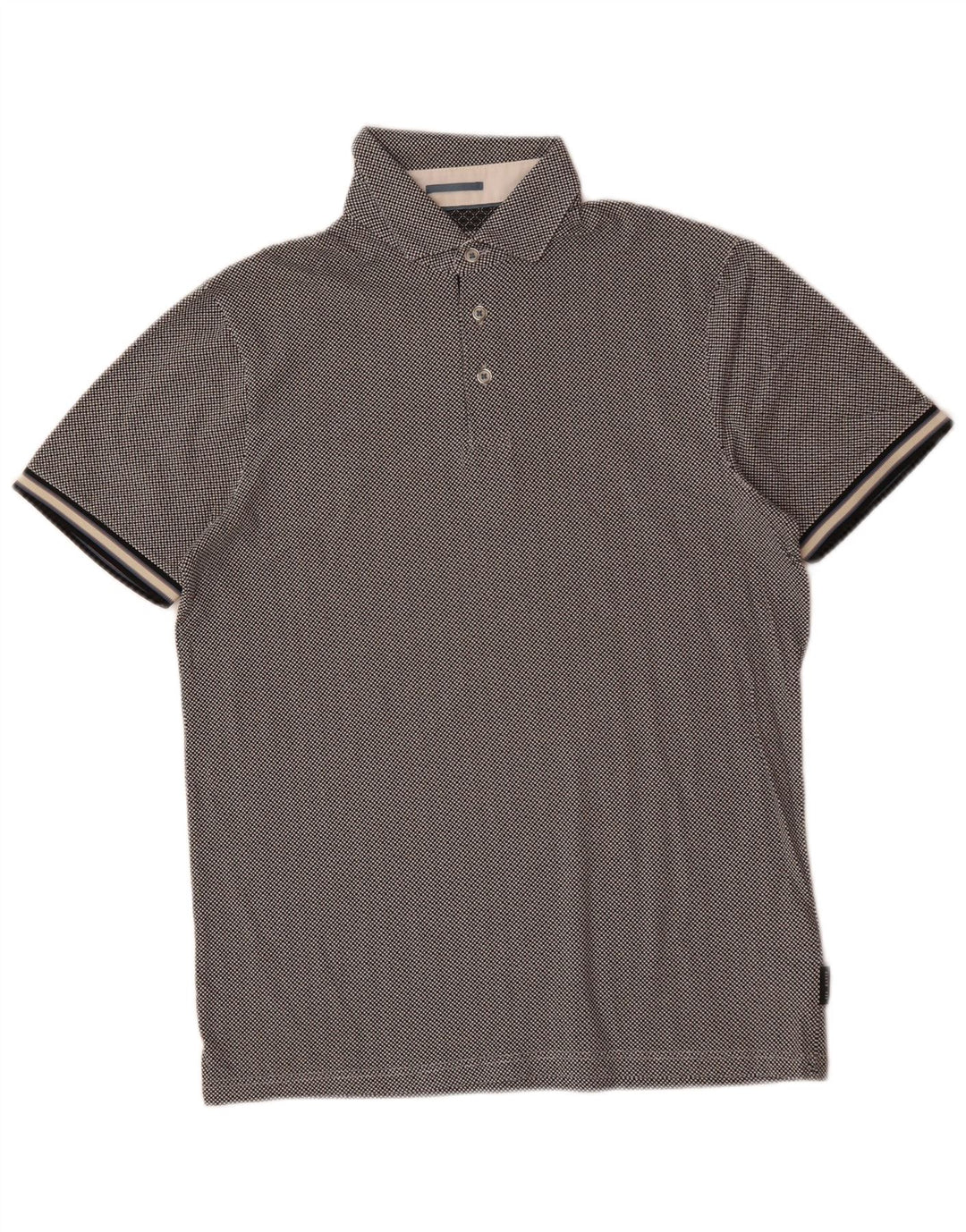 Ted Baker Mens Polo Shirt Size 2 Small Grey Check Cotton