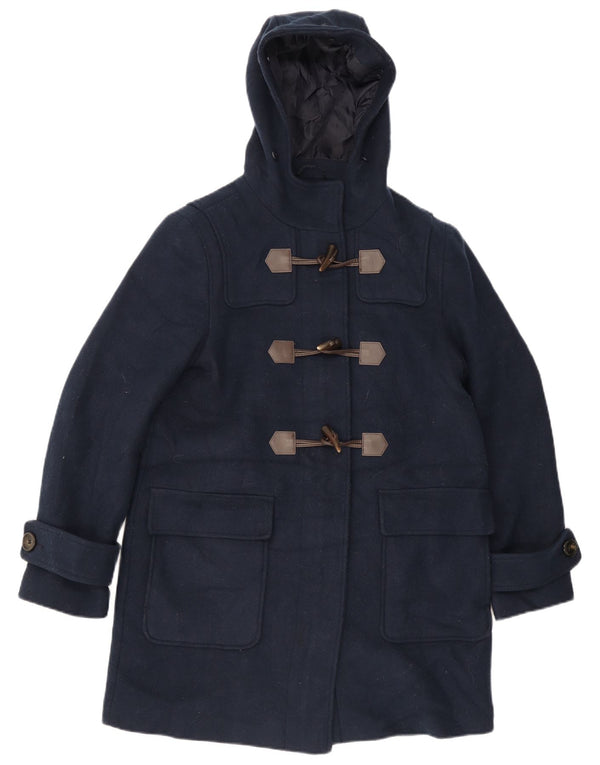 Marks & Spencer Womens Hooded Duffle Coat UK 12 Medium Navy Blue Polyester