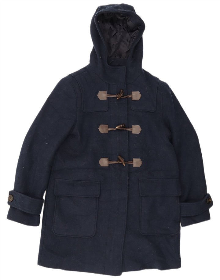 Marks & Spencer Womens Hooded Duffle Coat UK 12 Medium Navy Blue Polyester