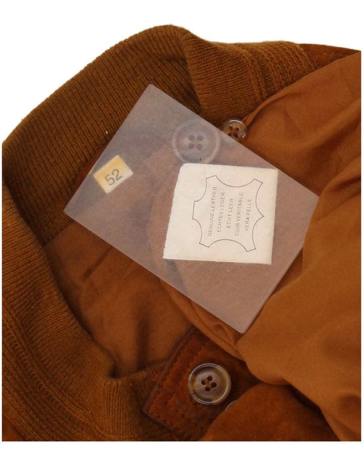 Vintage Mens Suede Bomber Jacket IT 52 XL Brown Leather