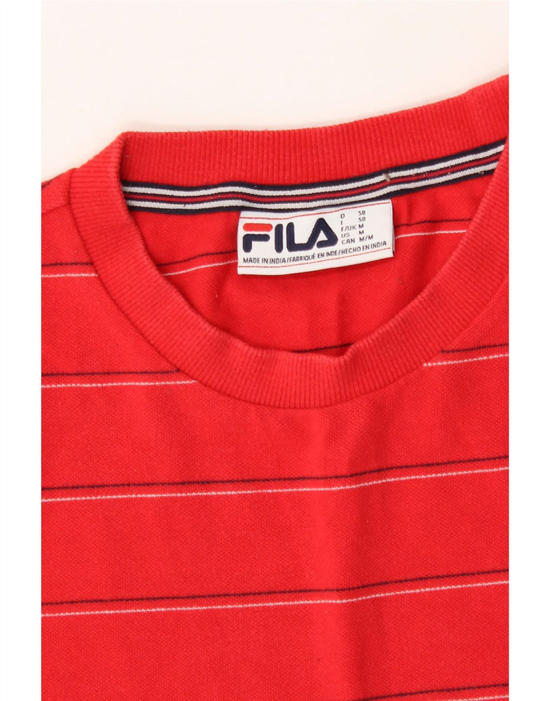 FILA Mens T-Shirt Top Medium Red Striped Cotton Vintage Fila and Second-Hand Fila from Messina Hembry 