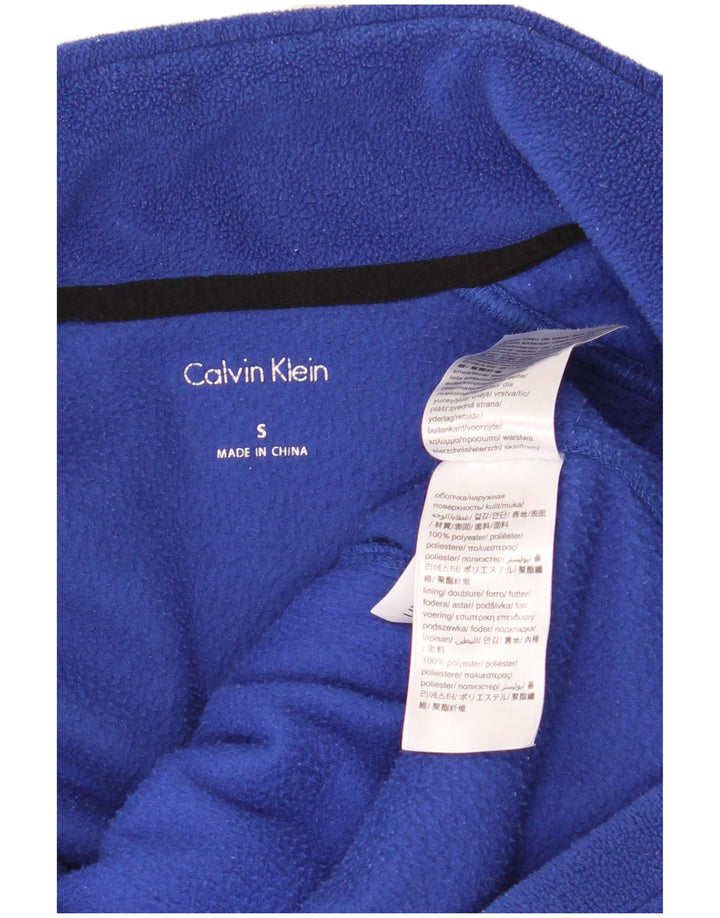 Calvin Klein Womens Graphic Fleece Jacket UK 10 Small Blue Colourblock