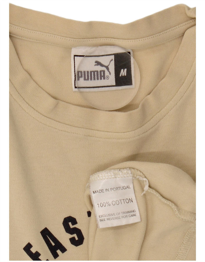 Puma Mens Graphic T-Shirt Top Medium Beige Cotton