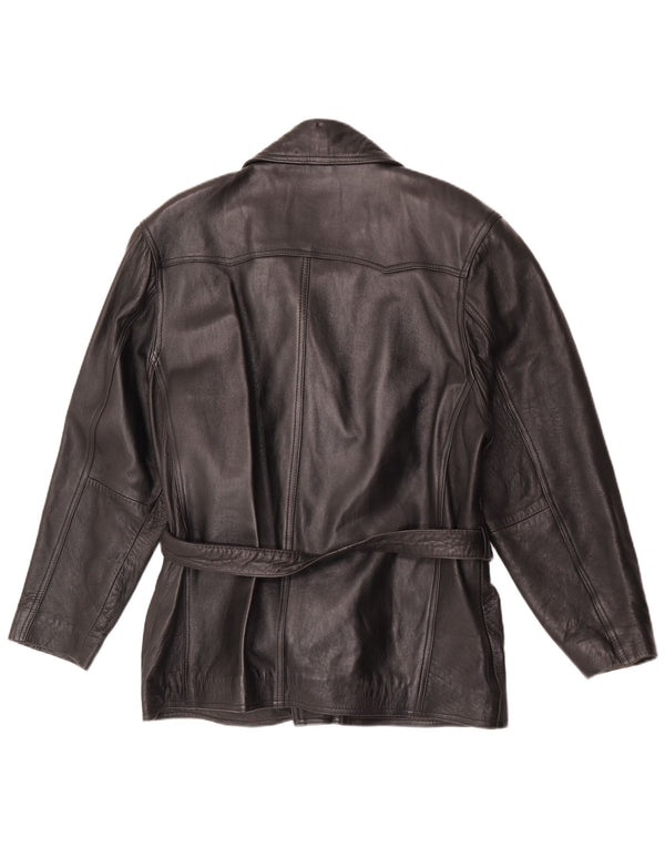 Joy Womens Oversized Leather Jacket IT 42 Medium Black