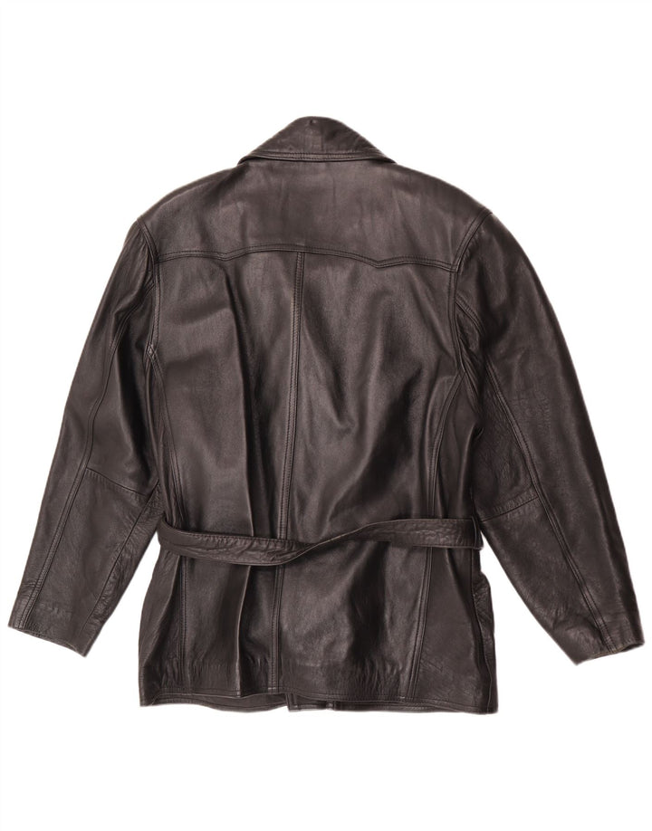 Joy Womens Oversized Leather Jacket IT 42 Medium Black