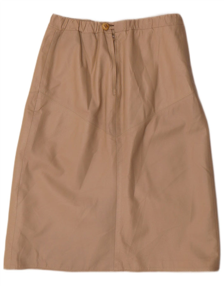 VINTAGE Womens Leather Skirt W30 Medium Beige