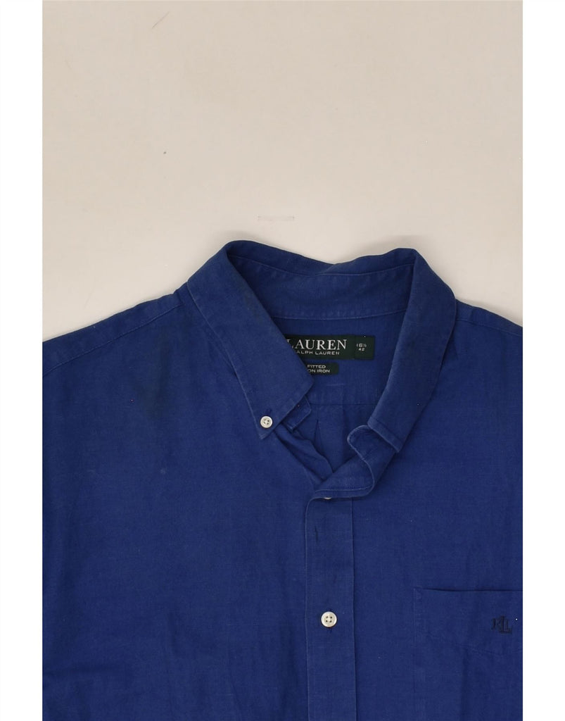 POLO RALPH LAUREN Mens Fitted Shirt Size 16 1/2 42 Large Navy Blue Cotton | Vintage Polo Ralph Lauren | Thrift | Second-Hand Polo Ralph Lauren | Used Clothing | Messina Hembry 