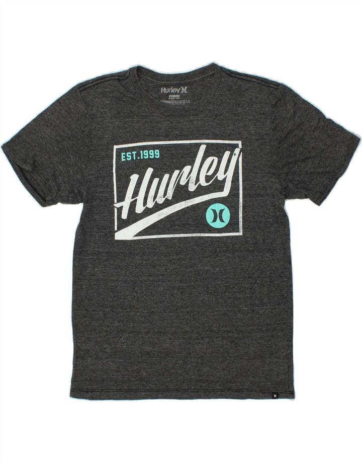 HURLEY Mens Graphic T-Shirt Top Medium Grey Flecked Polyester Vintage Hurley and Second-Hand Hurley from Messina Hembry 