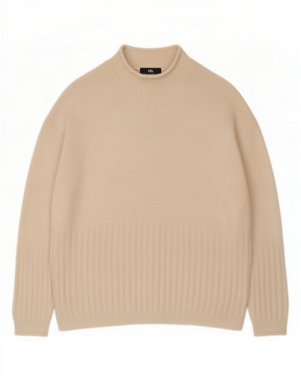 Marks & Spencer Womens Turtle Neck Jumper Sweater UK 14 Medium Beige