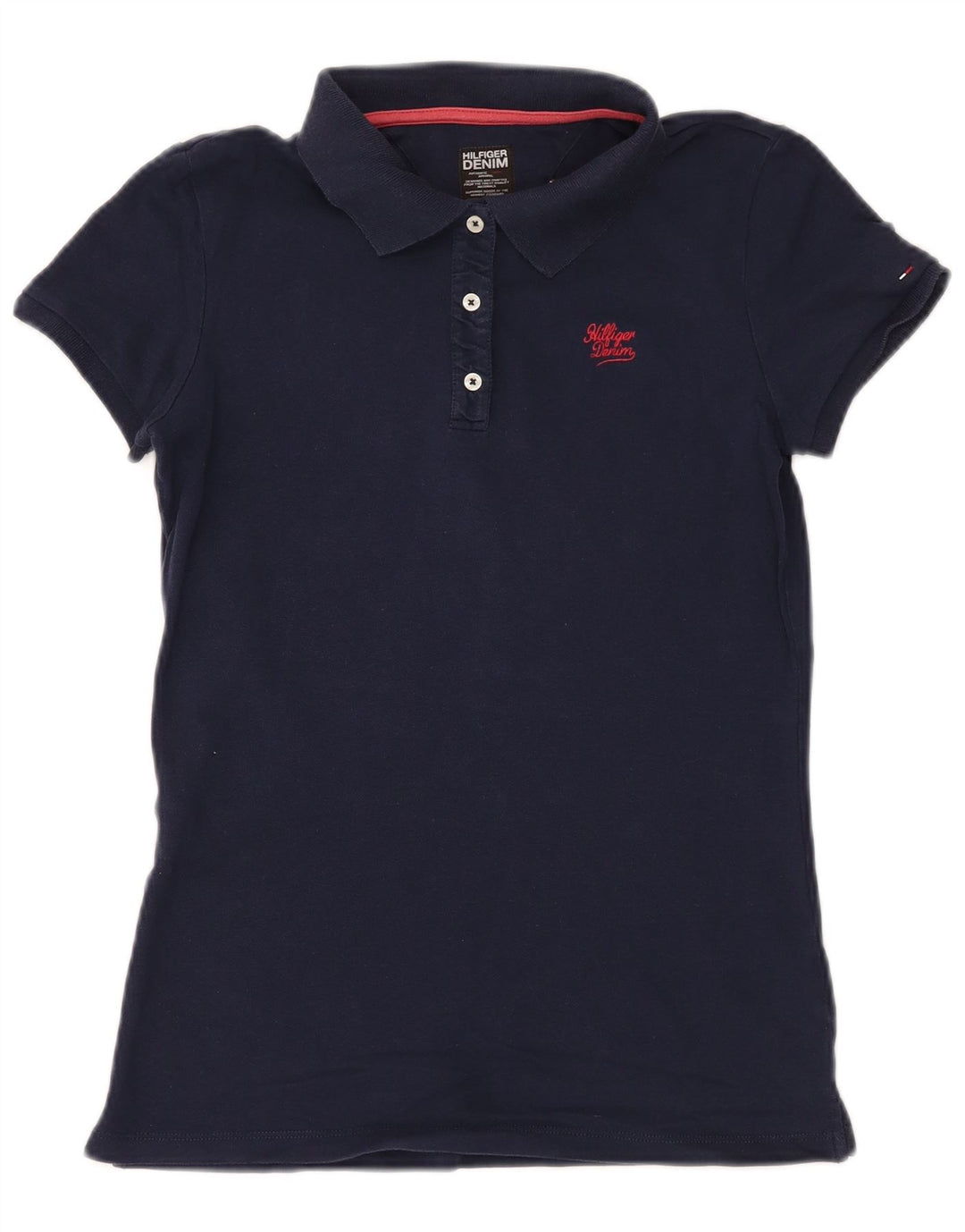 TOMMY HILFIGER Womens Polo Shirt UK 14 Large Navy Blue Cotton