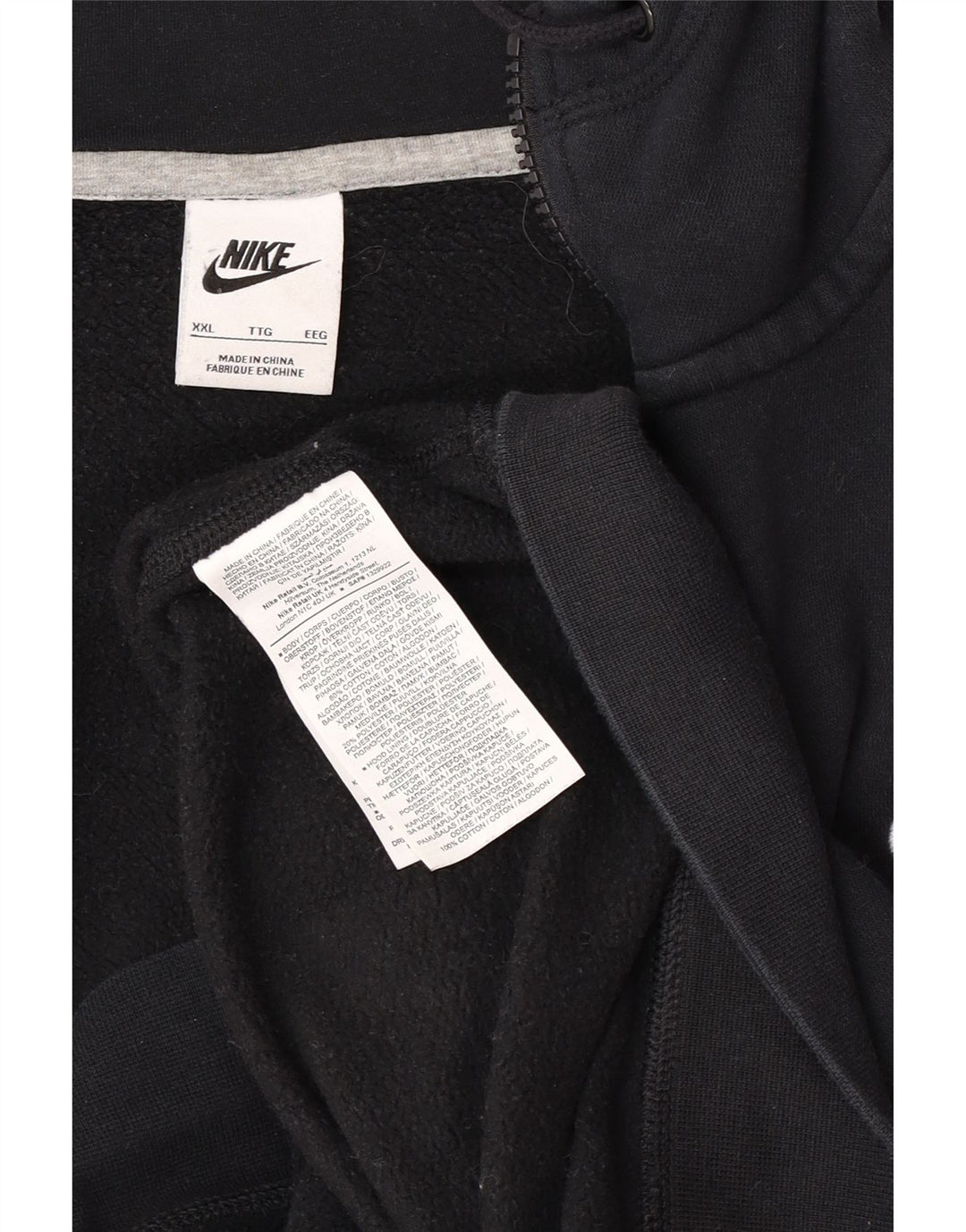 Nike Mens Zip Hoodie Sweater 2XL Black Cotton
