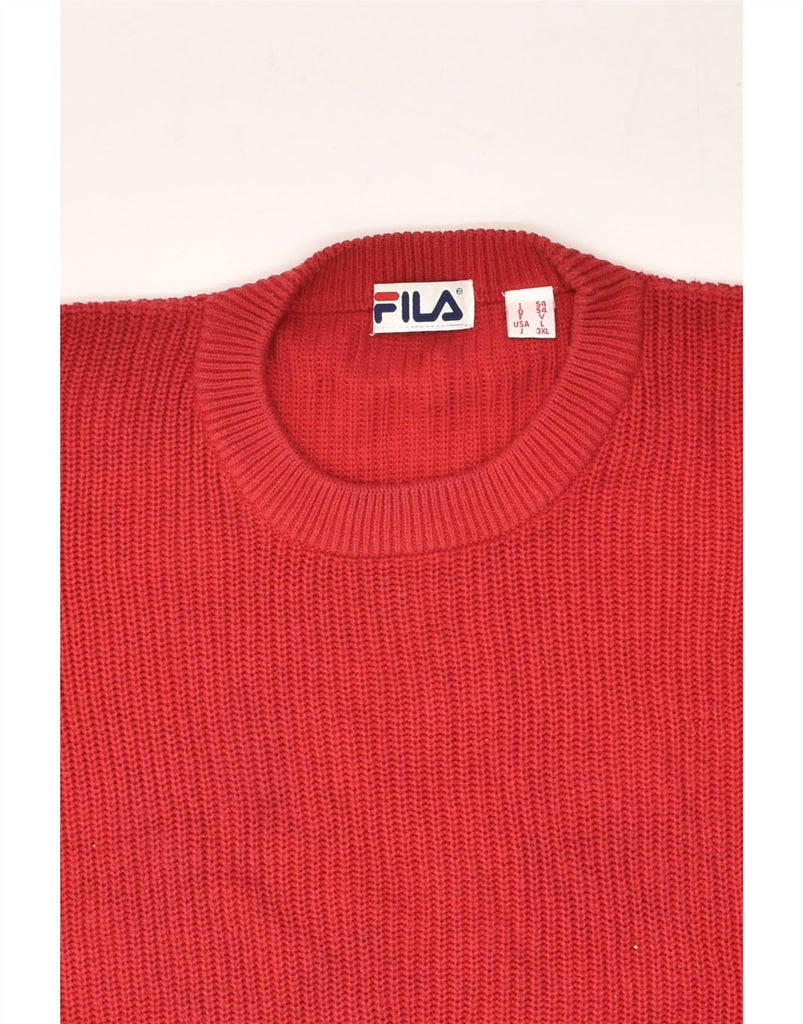FILA Mens Crew Neck Jumper Sweater IT 54 XL Red Cotton | Vintage Fila | Thrift | Second-Hand Fila | Used Clothing | Messina Hembry 