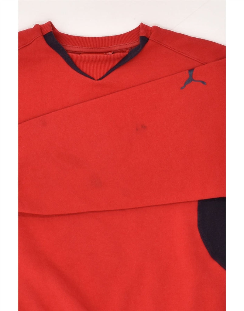 PUMA Boys Graphic Sweatshirt Jumper 11-12 Years Large Red Colourblock | Vintage Puma | Thrift | Second-Hand Puma | Used Clothing | Messina Hembry 