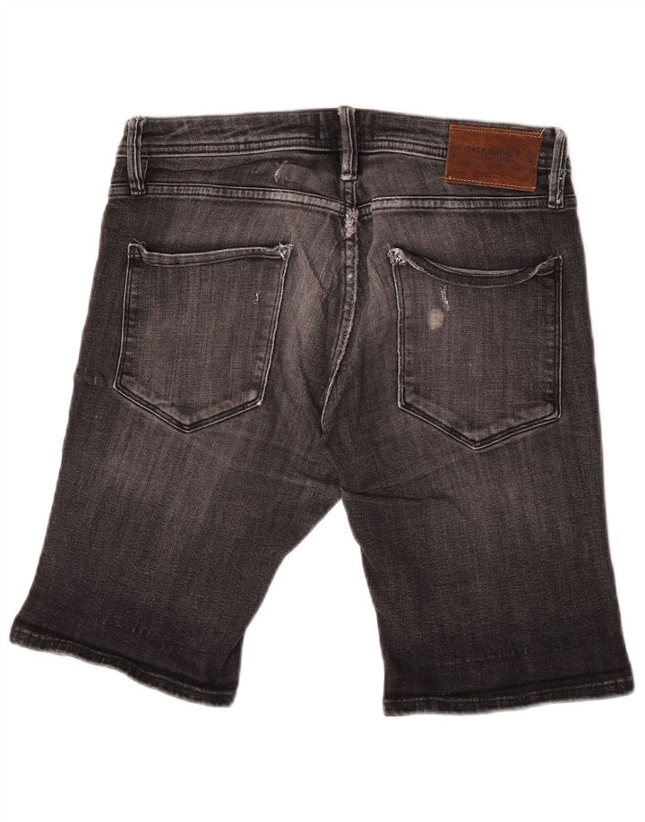 Jack & Jones Mens Distressed Denim Shorts Small W30 Grey Cotton