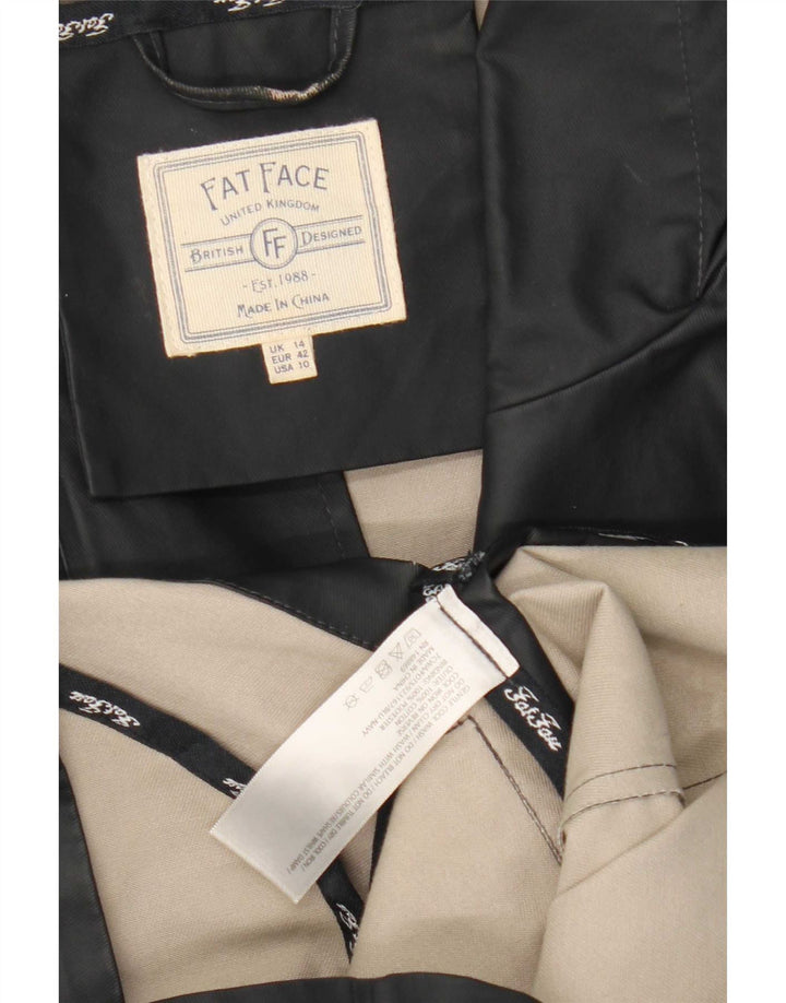 Fat Face Womens Hooded Raincoat UK 14 Large Navy Blue Polyester