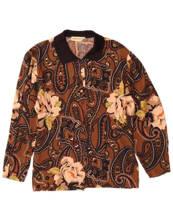 VINTAGE Womens Shirt UK 14 Medium Brown Paisley