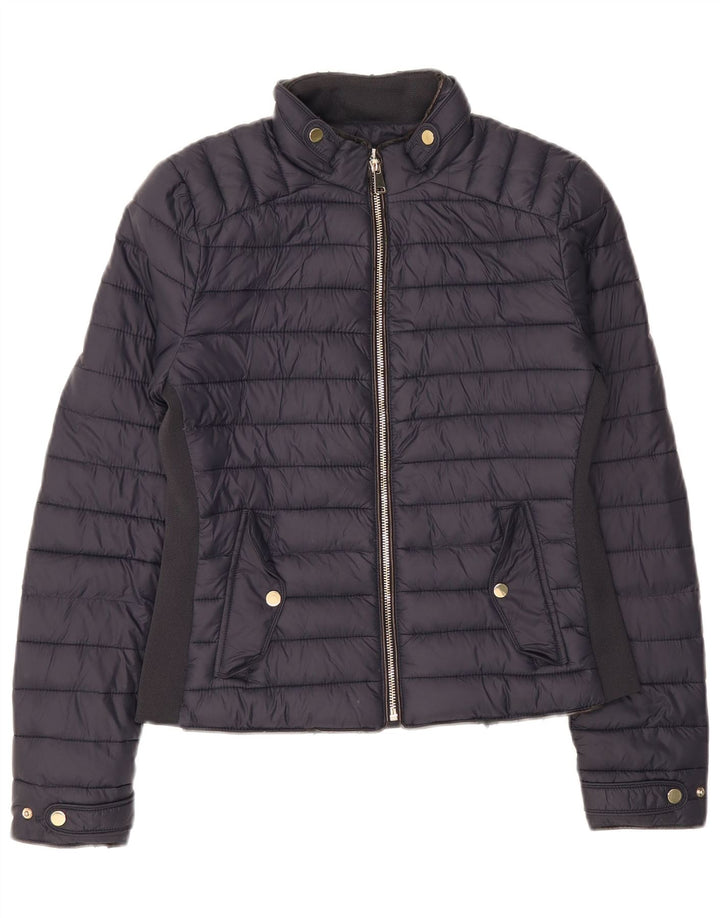 Zara Womens Padded Jacket UK 10 Small Navy Blue Nylon