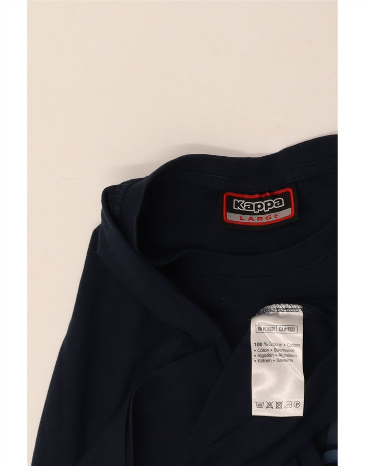 KAPPA Mens Graphic T-Shirt Top Large Navy Blue Cotton