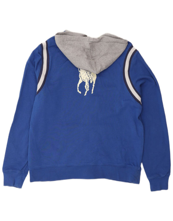 Polo Ralph Lauren Boys Zip Hoodie Sweater 15-16 Years XL Blue Colourblock
