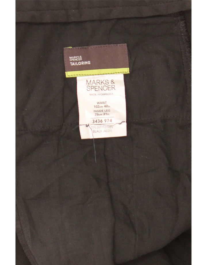 Marks & Spencer Mens Tailored Straight Suit Trousers W40 L31 Black
