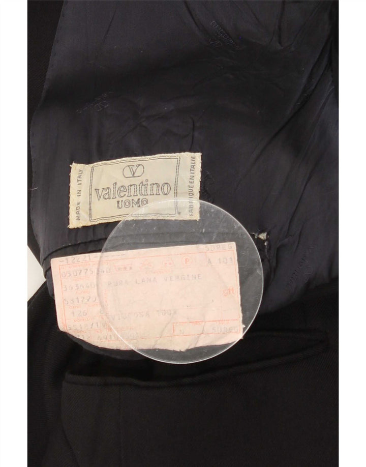 Valentino Mens Double Breasted Blazer Jacket IT 50 Large Black Virgin Wool