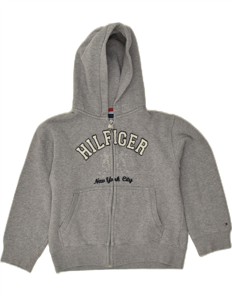 TOMMY HILFIGER Girls New York Graphic Zip Hoodie Sweater 9-10 Years Grey | Vintage Tommy Hilfiger | Thrift | Second-Hand Tommy Hilfiger | Used Clothing | Messina Hembry 