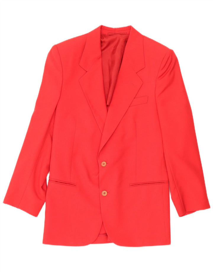 Tessuti Lanerossi Mens 2 Button Blazer Jacket UK 38 Medium Red Virgin Wool
