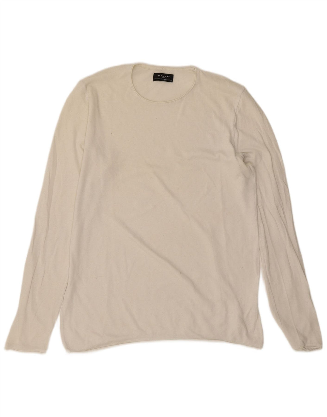Zara Mens Top Long Sleeve Medium White Cotton