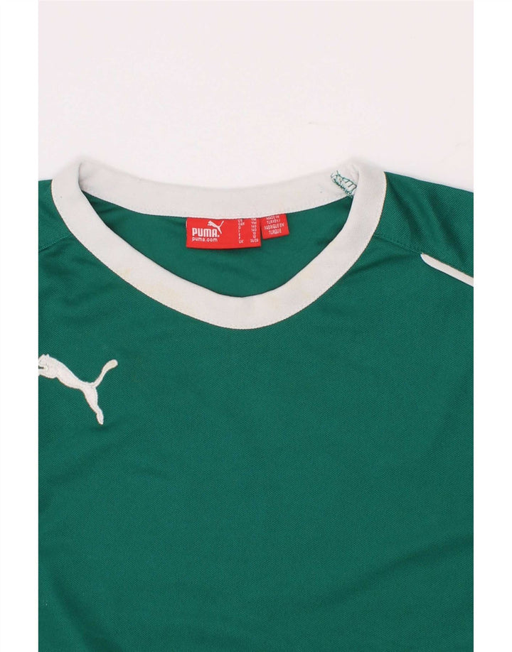 Puma Boys Top Long Sleeve 9-10 Years Green Colourblock