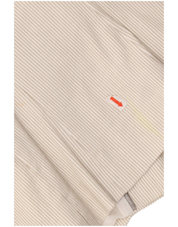 Zara Womens 1 Button Blazer Jacket UK 14 Large Off White Pinstripe Cotton