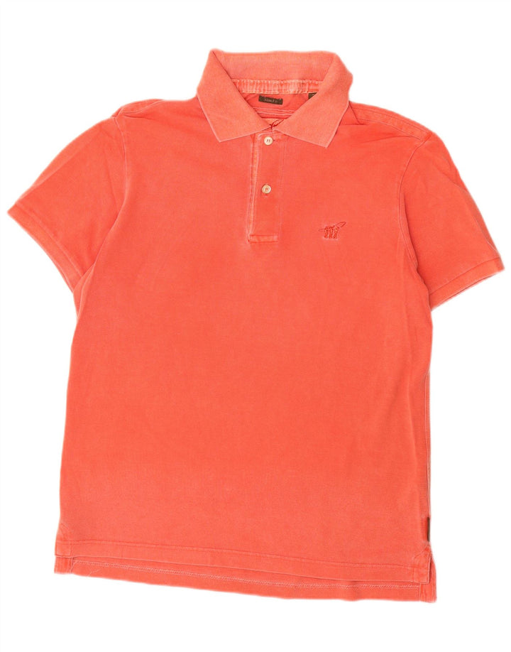 Henry Cottons Mens Slim Fit Polo Shirt Medium Orange Cotton