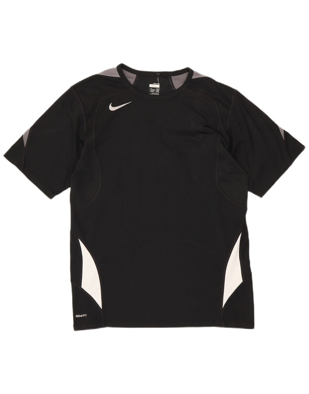 NIKE Mens Fit Dry T-Shirt Top UK 39/41 Medium Black Colourblock Polyester