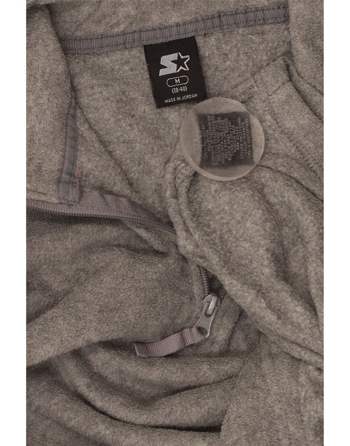 Starter Mens Graphic Zip Neck Fleece Jumper UK 38/40 Medium Grey Polyester