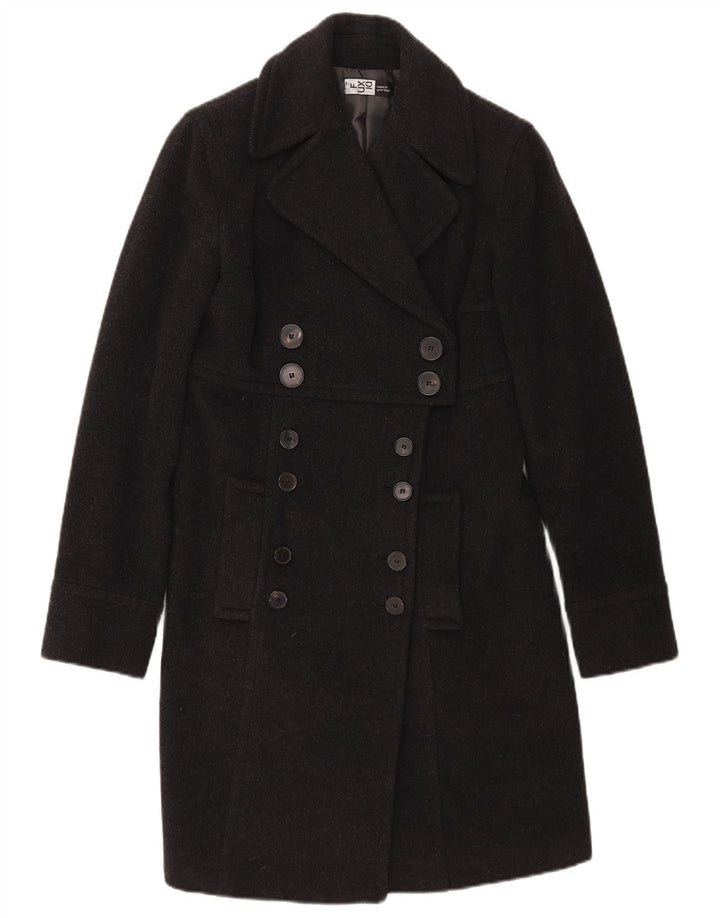 Vintage Womens Double Breasted Coat IT 42 Medium Grey Wool