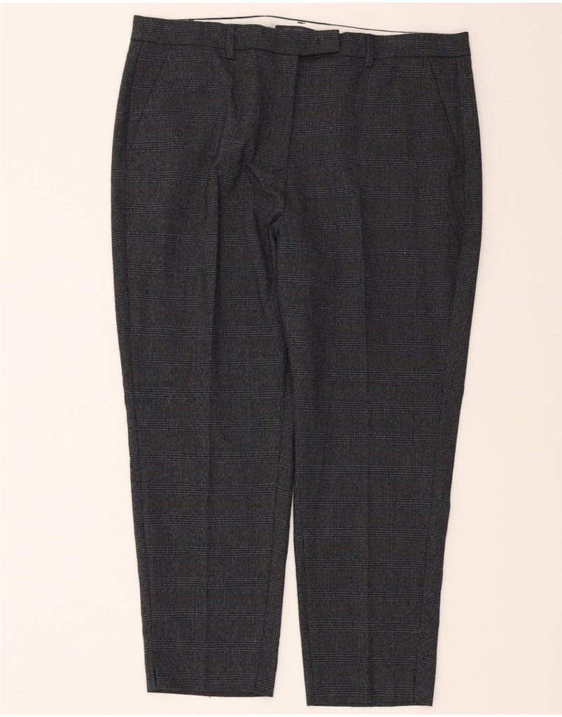 MARKS & SPENCER Womens Slim Cropped Trousers UK 18 XL W36 L24 Grey Check Vintage Marks & Spencer and Second-Hand Marks & Spencer from Messina Hembry 