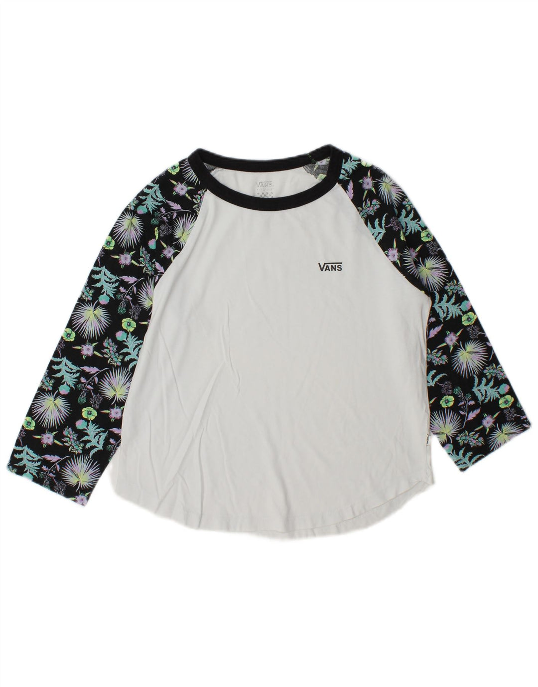 Vans Womens Top 3/4 Sleeve UK 14 Medium White Colourblock