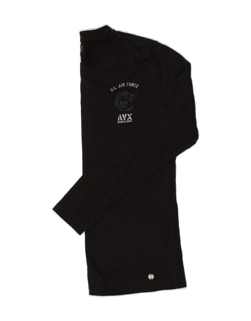AVIREX Womens Top Long Sleeve UK 14 Medium Black Cotton | Vintage Avirex | Thrift | Second-Hand Avirex | Used Clothing | Messina Hembry 