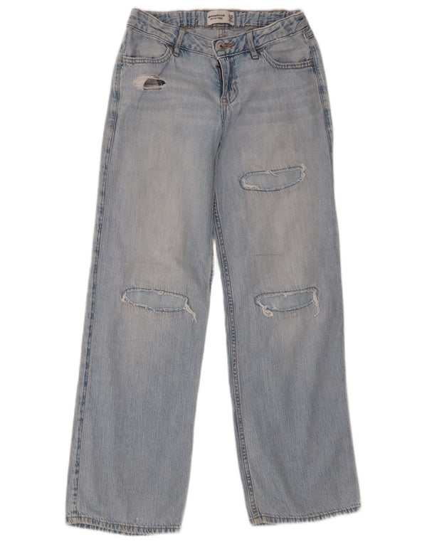Abercrombie & Fitch Girls Distressed Loose Jeans 11-12 Years W28 L28 Blue