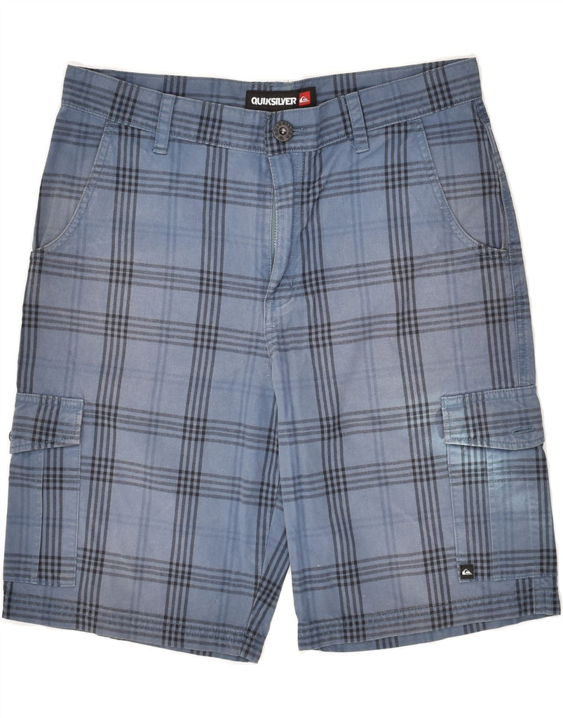 QUIKSILVER Boys Cargo Shorts 15-16 Years W30 Blue Check Cotton | Vintage Quiksilver | Thrift | Second-Hand Quiksilver | Used Clothing | Messina Hembry 