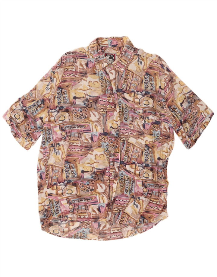 Azzurra Mens Short Sleeve Shirt Large Multicoloured Patchwork