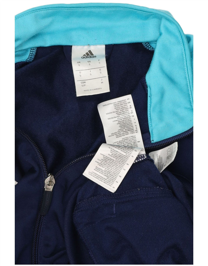 ADIDAS Mens Tracksuit Top Jacket Small Navy Blue Colourblock Polyester