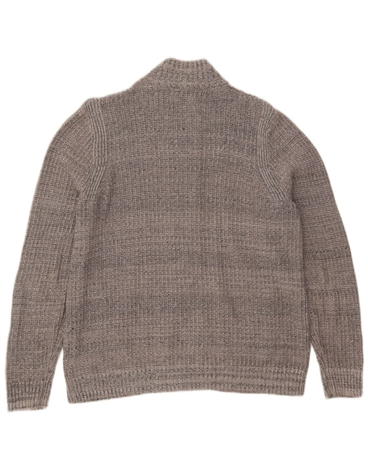 Marks & Spencer Mens Zip Neck Jumper Sweater UK 38/40 Medium Grey Flecked