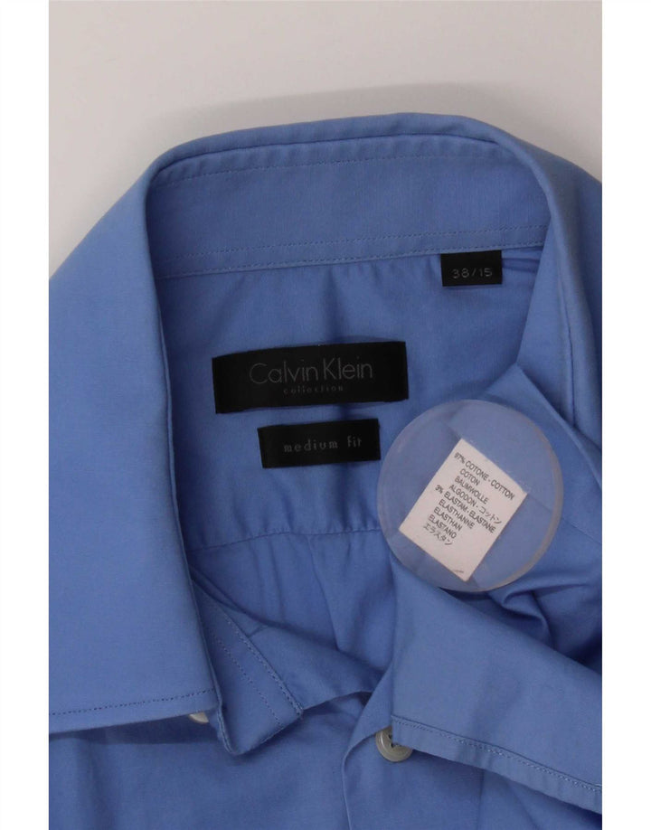 Calvin Klein Mens Shirt Size 38 15 Medium Blue Cotton